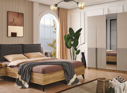 Schlafzimmer Set Design Modern Luxus Bett 2x Nachttische schrank 4tlg Neu